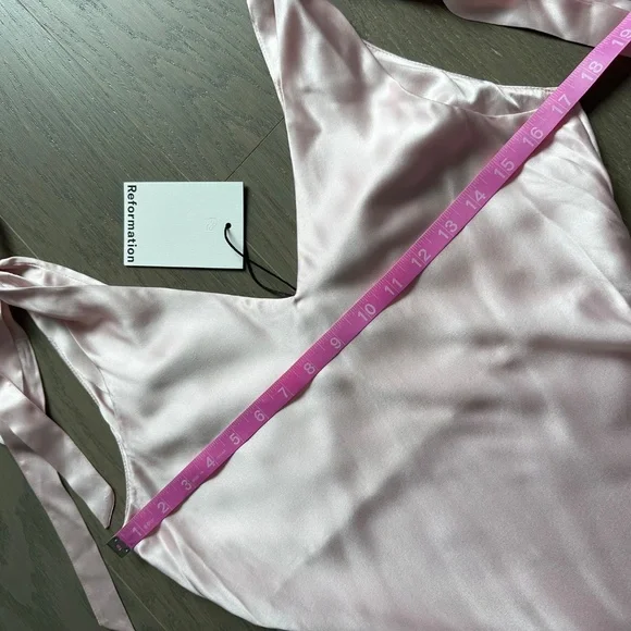 Reformation Pernille Silk Maxi Dress Tie Cherry Blossom Baby Pink MEDIUM - Picture 9 of 12